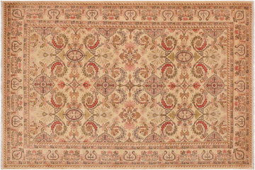handmade Transitional Kafkaz Chobi Ziegler Beige Pink Hand Knotted RECTANGLE 100% WOOL area rug 9 x 13